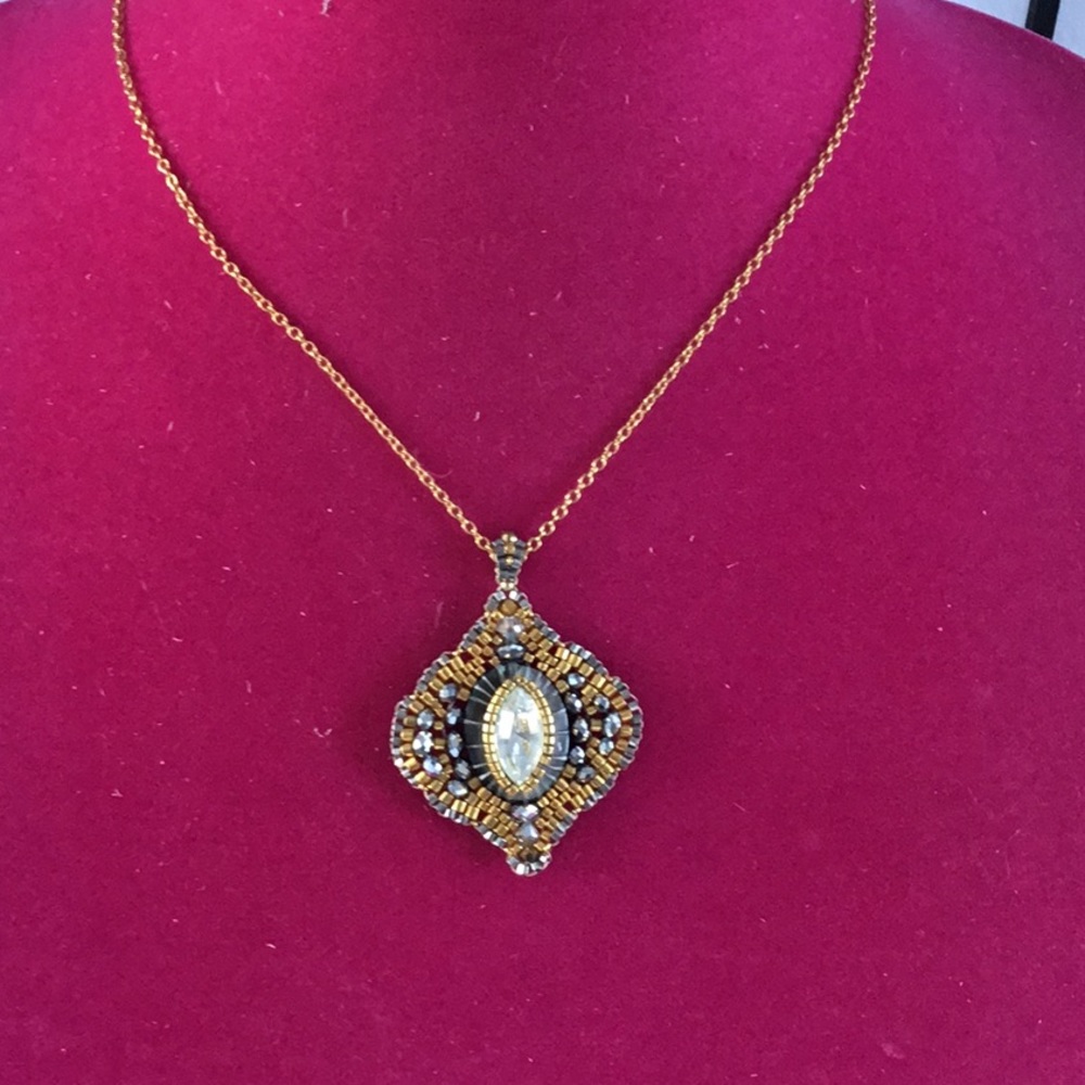 Beaded gemstone gold filled necklace